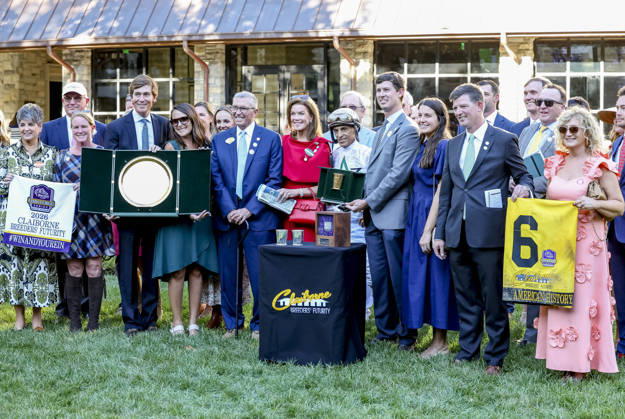 October 3, 2026, Lexington, Ky, USA: American History (6) ridden by John Velazquez wins the Claiborne Breeders Futurity (Grade 1) at Keeneland in Lexington, Kentucky on October 3, 2026. Eclipse Sportswire CSM Lexington USA - ZUMAcs17 20261003_faf_cs17_289 Copyright: xTimxSudduthx