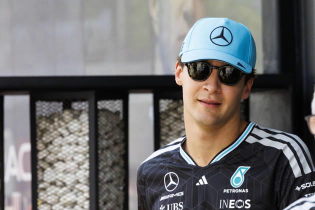 4th October 2026; Sepang IC, Kuala Lumpur, Malaysia; Formula 1, Bahrain Grand Prix, Race Day; George Russell (63) of Great Britain and Mercedes-AMG PETRONAS Formula One Team StephenxBlackberry