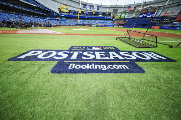 October 3, 2026, St. Petersburg, Florida, USA: A general image of the Postseason logo during pregame warmups prior to game one of the ALDS for the 2026 MLB, Baseball Herren, USA Playoffs between the Tampa Bay Rays and the New York Yankees on October 3, 2026 at Tropicana Field. The Rays beat the Yankees 1-0. MLB 2026: ALDS Tampa Bay 1 : 0 New York Yankees - ZUMAh180 20261003_zsp_h180_002 Copyright: xKimxHukarix