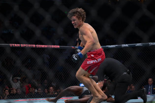 October 3, 2026, Salt Lake City, Utah, USA: ROMAN KOPYLOV defeated ATEBA GAUTIER by TKO (strikes) at 3:12 of Round 1 during UFC 332 at the Delta Arena in Utah. Salt Lake City USA - ZUMAo117 20261003_zsp_o117_112 Copyright: xMikaelxOnax