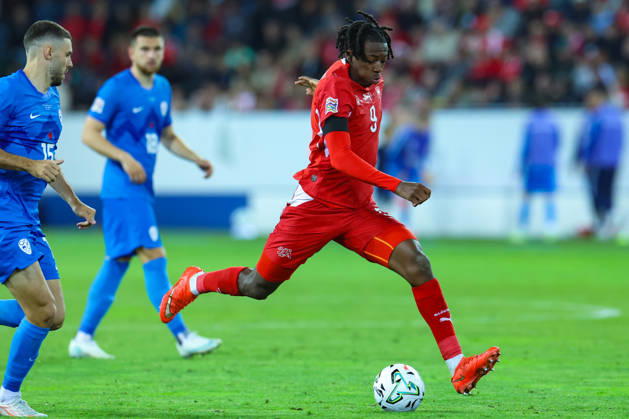 LUCERNE, SWITZERLAND - OCTOBER 03: Johan Manzambi (9 Switzerland) during the UEFA Nations League match between Switzerland and Slovenia at thermoplan arena on October 3, 2026 in Lucerne, Switzerland. Copyright: xUrsxOttigerx xSPPx Sportspressphoto_SPR245295