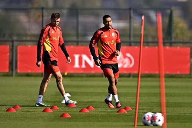 France v Belgium - UEFA Nations League 2026 Media Activities 04 10 2026 TUBIZE, BELGIUM - OCTOBER 04 : Tielemans Youri midfielder of Belgium and Castagne Timothy defender of Belgium pictured during a training session ahead of the UEFA Nations League tournament league phase matchday 4 group A1 match between France and Belgium on October 4, 2026 in Tubize, Belgium, 04 10 2026 Tubize Belgium Copyright: xTomasxSiskx
