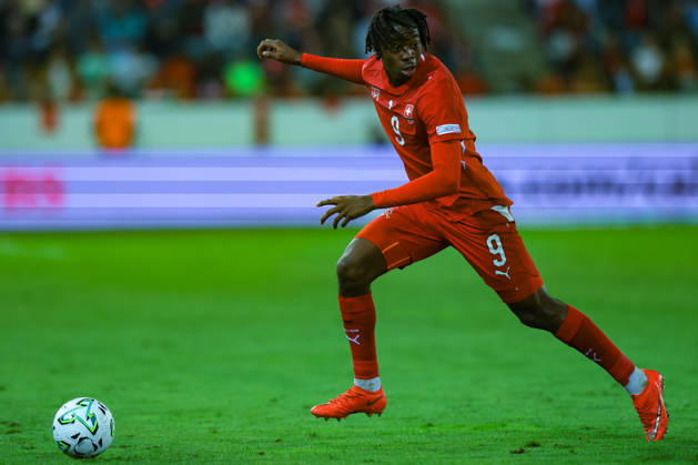 LUCERNE, SWITZERLAND - OCTOBER 03: Johan Manzambi (9 Switzerland) during the UEFA Nations League match between Switzerland and Slovenia at thermoplan arena on October 3, 2026 in Lucerne, Switzerland. Copyright: xUrsxOttigerx xSPPx Sportspressphoto_SPR245298