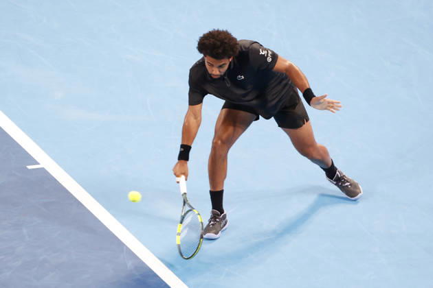 October 4, 2026, Tokyo, Japan: Arthur Fils (France) returns a shot against Valentin Vacherot (Monaco) during their quarterfinal match at the Kinoshita Group Japan Open Tennis Championships at Ariake Colosseum in Tokyo. The tournament runs from September 29 to October 6. Vacherot won 7-5, 4-6, 6-4. Tokyo Japan - ZUMAm191 20261004_aap_m191_132 Copyright: xRodrigoxReyesxMarinx