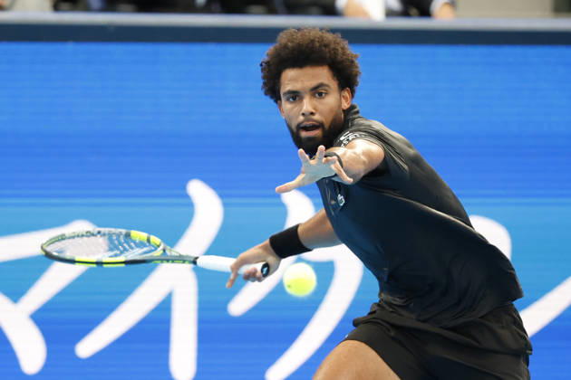October 4, 2026, Tokyo, Japan: Arthur Fils (France) returns a shot against Valentin Vacherot (Monaco) during their quarterfinal match at the Kinoshita Group Japan Open Tennis Championships at Ariake Colosseum in Tokyo. The tournament runs from September 29 to October 6. Vacherot won 7-5, 4-6, 6-4. Tokyo Japan - ZUMAm191 20261004_aap_m191_137 Copyright: xRodrigoxReyesxMarinx