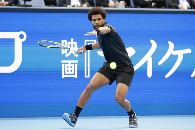 October 4, 2026, Tokyo, Japan: Arthur Fils (France) returns a shot against Valentin Vacherot (Monaco) during their quarterfinal match at the Kinoshita Group Japan Open Tennis Championships at Ariake Colosseum in Tokyo. The tournament runs from September 29 to October 6. Vacherot won 7-5, 4-6, 6-4. Tokyo Japan - ZUMAm191 20261004_aap_m191_133 Copyright: xRodrigoxReyesxMarinx