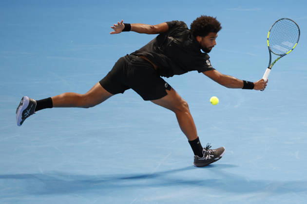 October 4, 2026, Tokyo, Japan: Arthur Fils (France) returns a shot against Valentin Vacherot (Monaco) during their quarterfinal match at the Kinoshita Group Japan Open Tennis Championships at Ariake Colosseum in Tokyo. The tournament runs from September 29 to October 6. Vacherot won 7-5, 4-6, 6-4. Tokyo Japan - ZUMAm191 20261004_aap_m191_117 Copyright: xRodrigoxReyesxMarinx