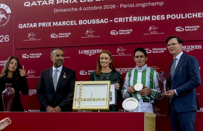 HORSE RACING 2026: Qatar Prix De Lâ€⠢Arc De Triomphe Day Longchamp OCT 04 October 4, 2026, Paris, USA: Green Empress (8) ridden by Christophe Soumillon wins the Qatar Prix Marcel Boussac (Group 1) during Qatar Prix de lâ€⠢arc de Triomphe day at Longchamp Racecourse in Paris, France on October 4, 2026. Sandra Scherning Eclipse Sportswire CSM(Credit Image:  Sandra Scherning Cal Media) Paris USA EDITORIAL USE ONLY Copyright: xx ZUMA-20261004_faf_cs17_036.jpg SandraxScherningx csmphotothree530668