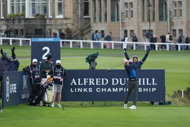 RECORD DATE NOT STATED 4th October 2026; Old Course at St Andrews, St Andrews, Scotland; DP World Tour Golf, Alfred Dunhill Links Championship, Final Day; Thomas Detry plays his tee shot on the 2nd hole AlecxBrown