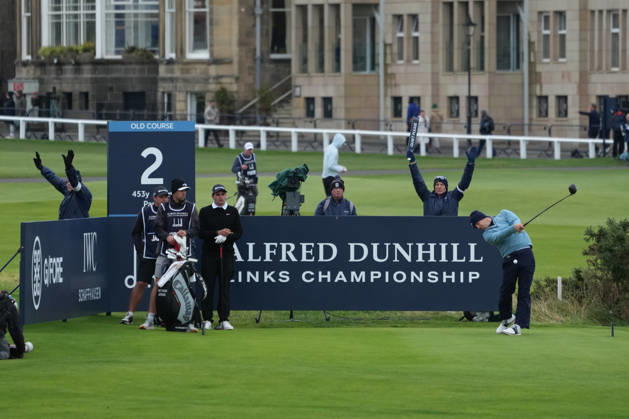 RECORD DATE NOT STATED 4th October 2026; Old Course at St Andrews, St Andrews, Scotland; DP World Tour Golf, Alfred Dunhill Links Championship, Final Day; Matthew Jordan plays his tee shot on the 2nd hole AlecxBrown