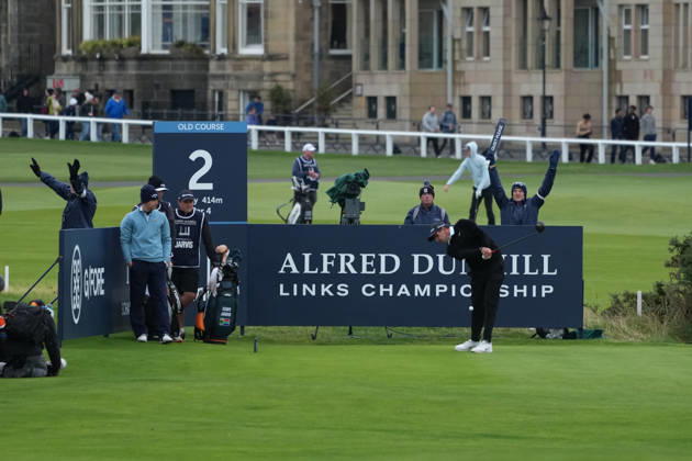 RECORD DATE NOT STATED 4th October 2026; Old Course at St Andrews, St Andrews, Scotland; DP World Tour Golf, Alfred Dunhill Links Championship, Final Day; Casey Jarvis plays his tee shot on the 2nd hole AlecxBrown