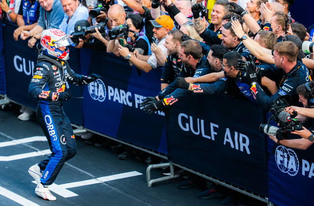 2026 Malaysian Grand Prix - Max Verstappen MAX VERSTAPPEN 1 (NED) of Oracle Red Bull Racing (Red Bull Racing RB22) celebrating his win with his team on Sunday Race Day during the 2026 Formula 1 Gulf Air Bahrain Grand Prix in Malaysia at Sepang International Circuit in Kuala Lumpur, Malaysia, on October 4, 2026. Photo by Antoine LAPEYRE Reveries Agency ABACAPRESS.COM Kuala Lumpur Malaysia  Copyright: xAntoinexLapeyre ReveriesxAgency ABACAx