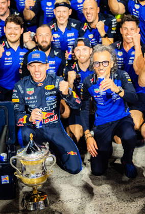 2026 Malaysian Grand Prix - Max Verstappen celebration of MAX VERSTAPPEN 1 (NED) of Oracle Red Bull Racing (Red Bull Racing RB22) win with the red bull team in front of their garage on Sunday Race Day during the 2026 Formula 1 Gulf Air Bahrain Grand Prix in Malaysia at Sepang International Circuit in Kuala Lumpur, Malaysia, on October 4, 2026. Photo by Antoine LAPEYRE Reveries Agency ABACAPRESS.COM Kuala Lumpur Malaysia  Copyright: xAntoinexLapeyre ReveriesxAgency ABACAx