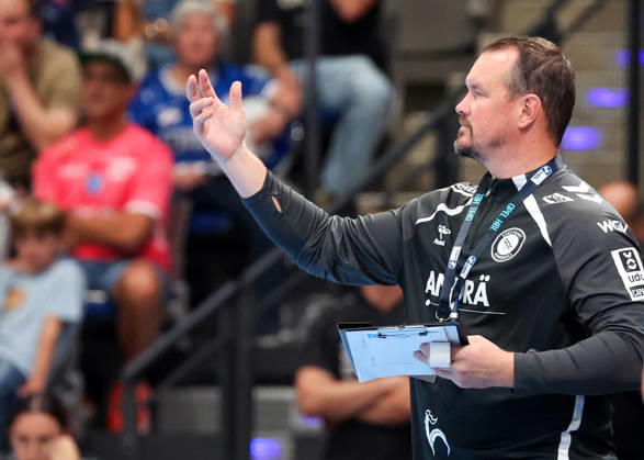 October 4, 2026, Germany, Stuttgart, Opel HBL, 2026–2027 Bundesliga, TVB Stuttgart vs. TBV Lemgo Lippe, TVB Coach Misha Kaufmann