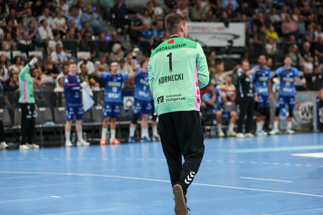 Mateusz Kornecki, TVB Stuttgart, 1 GER, TVB Stuttgart vs. TBV Lemgo Lippe, Handball, Opel Handball Bundesliga, Matchday 6, 2026–2027 Season, October 4, 2026 GER, TVB Stuttgart vs. TBV Lemgo Lippe, Handball, Opel Handball Bundesliga, Matchday 6, 2026–2027 season, October 4, 2026 Stuttgart Copyright: xEibner-Pressefoto SoerenxHerwegx EP_SHG