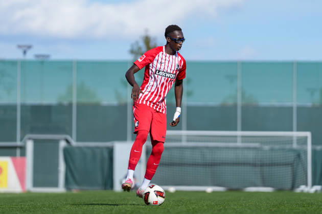 Bismark Adomah, SC Freiburg II, 52 with the ball, Germany, soccer, friendly match, SC Freiburg vs. FC Luzern, October 3, 2026, Europa-Park Stadium, training field, Freiburg, Europa-Park Stadium, training field, Baden-Württemberg, Germany Copyright: xArnexAmbergx