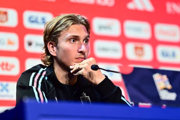 France v Belgium - UEFA Nations League 2026 Media Activities 04 10 2026 PARIS, FRANCE - OCTOBER 04 : Godts Mika forward of Belgium speaking with the media during a pre-match press conference, PK, Pressekonferenz ahead of the UEFA Nations League tournament league phase matchday 4 group A1 match between France and Belgium on October 4, 2026 in Paris, France, 04 10 2026 Paris France  Copyright: xDexVoechtx-xKalutx