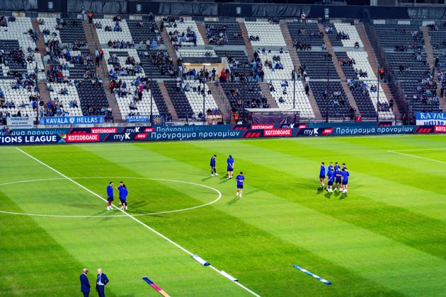 Nations League, Group A, Matchday 4, Greece vs. Germany at Toumba Stadium in Thessaloniki. Toumba Stadium before kickoff: spectators, fans, stands, floodlights, field. Copyright: xBahhoxKarax