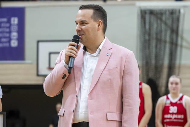 Toyota DBBL 2026–2027 HalFit Lions vs. TK Hannover Halle Saale, Germany, October 4, 2026. Pictured: Martin Geissler, Syntainics MBC Halle Saale, swh Arena, Saxony-Anhalt, Germany