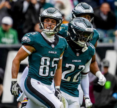 October 4, 2026, Philadelphia, Pa, USA: Oct 4, 2026; Philadelphia, PA, USA; Philadelphia Eagles wide receiver Britain Covey (85) celebrates after a long punt return at Lincoln Financial Field. Mandatory Credit: -Cal Media Philadelphia USA - ZUMAcs17 20261004_faf_cs17_168 Copyright: xScottxSeriox