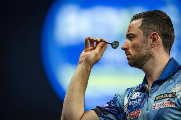 RECORD DATE NOT STATED 4th October 2026; Mattioli Arena, Leicester, England; PDC World Grand Prix Darts, World Grand Prix, Final Day; Luke Humphries in action on the oche his final match against Gerwyn Price GodfreyxPitt