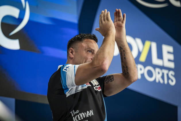 RECORD DATE NOT STATED 4th October 2026; Mattioli Arena, Leicester, England; PDC World Grand Prix Darts, World Grand Prix, Final Day; Gerwyn Price arrives on stage for his final match against Luke Humphries GodfreyxPitt