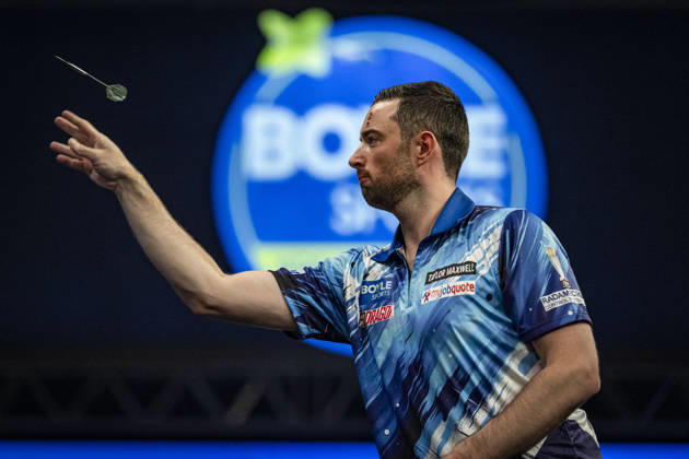 RECORD DATE NOT STATED 4th October 2026; Mattioli Arena, Leicester, England; PDC World Grand Prix Darts, World Grand Prix, Final Day; Luke Humphries in action on the oche his final match against Gerwyn Price GodfreyxPitt