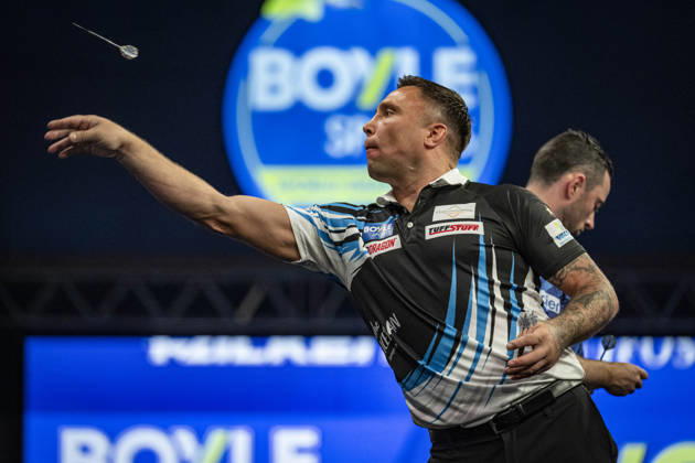 RECORD DATE NOT STATED 4th October 2026; Mattioli Arena, Leicester, England; PDC World Grand Prix Darts, World Grand Prix, Final Day; Gerwyn Price in action on the oche his final match against Luke Humphries GodfreyxPitt