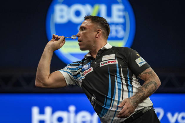 RECORD DATE NOT STATED 4th October 2026; Mattioli Arena, Leicester, England; PDC World Grand Prix Darts, World Grand Prix, Final Day; Gerwyn Price in action on the oche his final match against Luke Humphries GodfreyxPitt