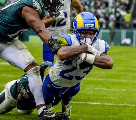 October 4, 2026, Philadelphia, Pa, USA: Oct 4, 2026; Philadelphia, PA, USA; Los Angeles Rams running back Kyren Williams (23) dives for the game winning touchdown in the final minutes as the Rams defeat the Eagles 24-20 at Lincoln Financial Field. Mandatory Credit: -Cal Media Philadelphia USA - ZUMAcs17 20261004_faf_cs17_175 Copyright: xScottxSeriox
