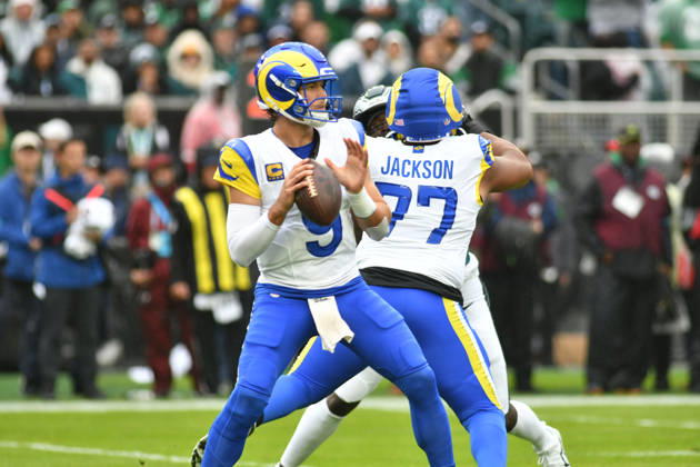 October 4, 2026, Philadelphia, Pennsylvania, United States: LA Rams QB MATHEW STAFFORD (9) in action during the game against the Philadelphia Eagles at Lincoln Financial Field Philadelphia United States - ZUMArf1_ 20261004_zaf_rf1_008 Copyright: xRickyxFitchettx