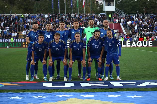 Kosovo v Austria - UEFA Nations League PRISTINA, KOSOVO - OCTOBER 4: Players of Kosovo pose for a team photo ahead of the UEFA Nations League B match between the Kosovo and Austria at Fadil Vokrri Stadium in Baka Pristina, Kosovo, on October 04, 2026. Erkin Keci Anadolu Pristina Kosovo. Editorial use only. Please get in touch for any other usage. Copyright: x2026xAnadoluxErkinxKecix