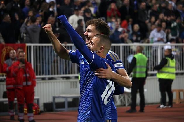 Kosovo v Austria - UEFA Nations League PRISTINA, KOSOVO - OCTOBER 4: Players of Kosovo celebrate after score a goal during the UEFA Nations League B match between the Kosovo and Austria at Fadil Vokrri Stadium in Baka Pristina, Kosovo, on October 04, 2026. Erkin Keci Anadolu Pristina Kosovo. Editorial use only. Please get in touch for any other usage. Copyright: x2026xAnadoluxErkinxKecix