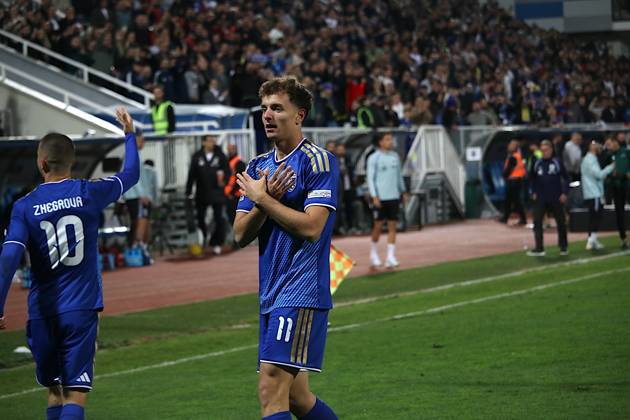 Kosovo v Austria - UEFA Nations League PRISTINA, KOSOVO - OCTOBER 4: Fisnik Asllani (11) of Kosovo celebrates after score a goal during the UEFA Nations League B match between the Kosovo and Austria at Fadil Vokrri Stadium in Baka Pristina, Kosovo, on October 04, 2026. Erkin Keci Anadolu Pristina Kosovo. Editorial use only. Please get in touch for any other usage. Copyright: x2026xAnadoluxErkinxKecix