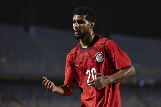 Cairo Egypt South Africa Match Egyptian forward Ibrahim Adel reacts on the pitch during a match against South Africa at Cairo International Stadium in Cairo, Egypt on October 4, 2026. The International Friendly, Länderspiel, Nationalmannschaft match serves as preparation for both national teams ahead of upcoming regional and continental football competitions. Cairo Cairo Egypt Copyright: xMostafaxElxShahatx