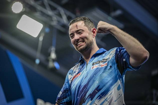 RECORD DATE NOT STATED 4th October 2026; Mattioli Arena, Leicester, England; PDC World Grand Prix Darts, World Grand Prix, Final Day; Luke Humphries celebrates winning the Boyle Sports World Grand Prix against Gerwyn Price GodfreyxPitt