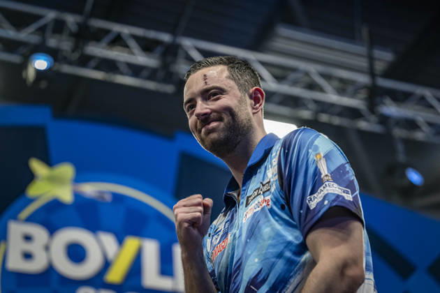 RECORD DATE NOT STATED 4th October 2026; Mattioli Arena, Leicester, England; PDC World Grand Prix Darts, World Grand Prix, Final Day; Luke Humphries celebrates winning the Boyle Sports World Grand Prix against Gerwyn Price GodfreyxPitt