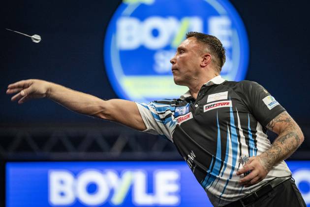RECORD DATE NOT STATED 4th October 2026; Mattioli Arena, Leicester, England; PDC World Grand Prix Darts, World Grand Prix, Final Day; Gerwyn Price in action on the oche his final match against Luke Humphries GodfreyxPitt