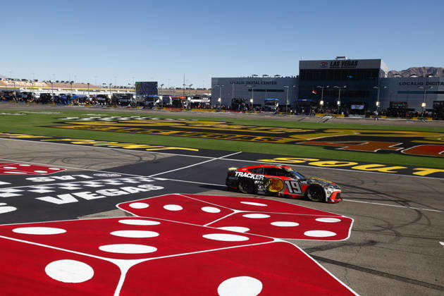 LAS VEGAS, CA - OCTOBER 04: Chase Briscoe ( 19 Joe Gibbs Racing Bass Pro Shops Toyota) during the South Point 400 NASCAR, Motorsport, USA Cup Series Chase playoff race on October 4, 2026 at Las Vegas Motor Speedway in Las Vegas, NV. (Photo by Jeff Speer LVMS Icon Sportswire) AUTO: OCT 04 NASCAR Cup Series Playoffs South Point 400 EDITORIAL USE ONLY Icon26100416792
