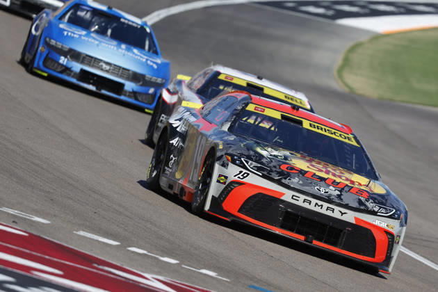 LAS VEGAS, CA - OCTOBER 04: Chase Briscoe ( 19 Joe Gibbs Racing Bass Pro Shops Toyota) during the South Point 400 NASCAR, Motorsport, USA Cup Series Chase playoff race on October 4, 2026 at Las Vegas Motor Speedway in Las Vegas, NV. (Photo by Jeff Speer LVMS Icon Sportswire) AUTO: OCT 04 NASCAR Cup Series Playoffs South Point 400 EDITORIAL USE ONLY Icon26100419954