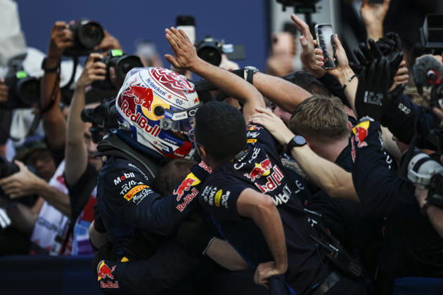 F1 - BAHRAIN GRAND PRIX IN MALAYSIA 2026 VERSTAPPEN Max (nld), Red Bull Racing Ford RB22, portrait celebrates his victory during the 2026 Formula 1 Bahrain Grand Prix in Malaysia, 16th round of the 2026 Formula One World Championship, WM, Weltmeisterschaft from October 2 to 4, 2026 on the Sepang International Circuit, in Sepang, Malaysia - SepangMalaysia Copyright: xXavixBonillax