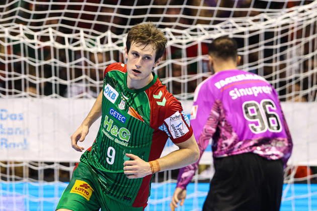 Oskar Vind Rasmussen, SC Magdeburg, 9th Handball Bundesliga Season 2026–2027: SC Magdeburg vs. HC Erlangen at the GETEC Arena in Magdeburg; Action, Handball, Germany, October 4, 2026
