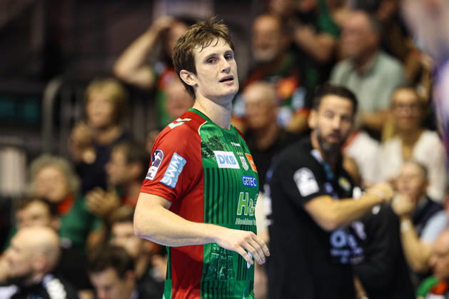 Oskar Vind Rasmussen, SC Magdeburg, 9th Handball Bundesliga Season 2026–2027: SC Magdeburg vs. HC Erlangen at the GETEC Arena in Magdeburg; Action, Handball, Germany, October 4, 2026