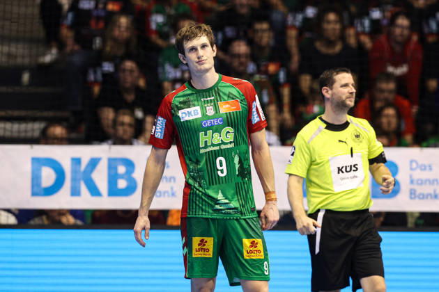 Oskar Vind Rasmussen, SC Magdeburg, 9th Handball Bundesliga Season 2026–2027: SC Magdeburg vs. HC Erlangen at the GETEC Arena in Magdeburg; Action, Handball, Germany, October 4, 2026