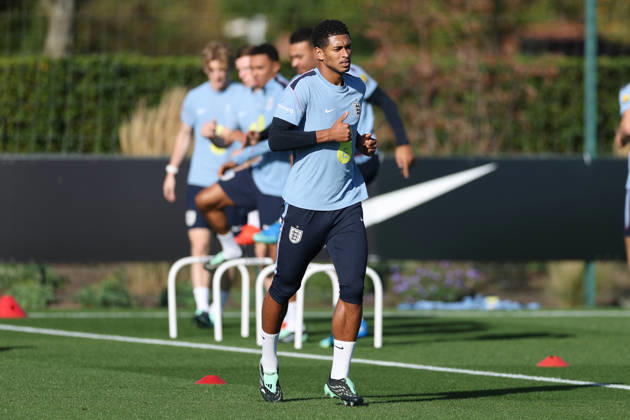 England MD-1 Training, Nations League Jude Bellingham of England during the England MD-1 training session ahead of the 2026 27 UEFA Nations League Group A3 match vs Czech Republic, Tottenham Hotspur Training Ground, Enfield, England on 5 October 2026 Credit: Tiego Grenho Every Second Media Editorial use only. All images are copyright Every Second Media Limited. No images may be reproduced without prior permission. Copyright: xIMAGO EveryxSecondxMediax ESM-2200-0047 TiegoxGrenhox xEveryxSecondxMediax