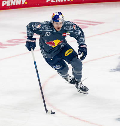 Maximilian Daubner, EHC Red Bull Munich, 70 (GER), EHC Red Bull Munich vs. Augsburger Panther, DEL, 2026–2027 season, Matchday 6, October 4, 2026. Photo: HMB Media, Franz Feiner Copyright: HMBxMedia FranzxFeiner