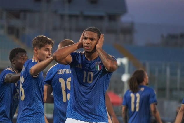 IPA89339832 - Ndur ( 10 Italy) during the 2027 European Under-21 Championship Qualifying Round—Italy vs. Poland, UEFA European Football Championship in Pescara, Italy, October 5, 2026  Copyright: xRoccoxPedone IPAxSportx xx IPA89339832
