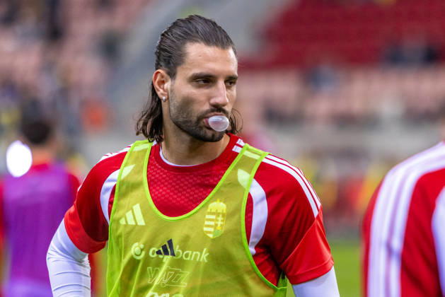 Dominik Szoboszlai of Hungary and Liverpool during UEFA Nations League League phase game between Ukraine vs Hungary (Dominika Kortvelyesiova Ball Raw Images) Trnava Antona Malatinskeho Stadium Slovakia Copyright: xDominikaxKortvelyesiovax DKR_0252