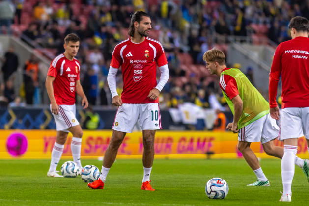 Dominik Szoboszlai of Hungary and Liverpool during UEFA Nations League League phase game between Ukraine vs Hungary (Dominika Kortvelyesiova Ball Raw Images) Trnava Antona Malatinskeho Stadium Slovakia Copyright: xDominikaxKortvelyesiovax DKOR5832