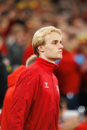RECORD DATE NOT STATED 4th October 2026; Cardiff City Stadium, Cardiff, Wales; UEFA Nations League Football, Wales versus Denmark; Victor Froholdt of Denmark walks out to field pregame AmandaxMcMaster